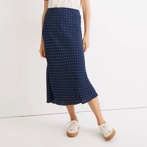 Madewell Navy & White Polka Dot Midi Skirt Size 14
